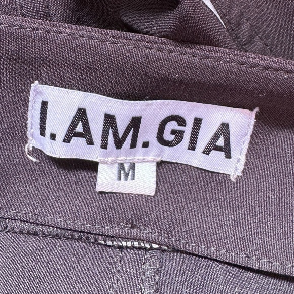 I.AM.GIA Reflective High Waisted Trim Knee Cut Out Black Tall Pants (M) - Picture 8 of 9